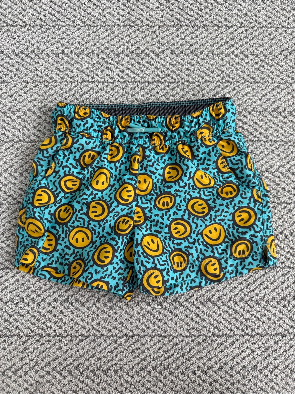 art class Turquoise & Yellow Smiley Face Swim Trunks